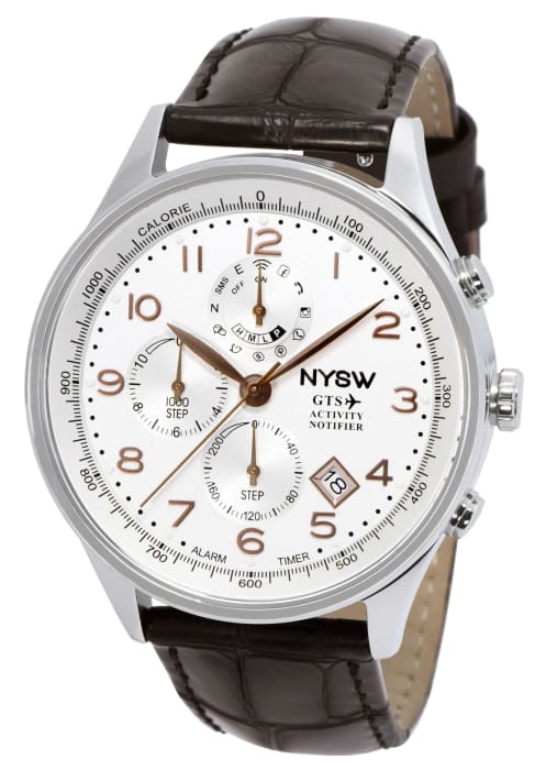 NYSW - World's 1st Hybrid Smartwatch for Men with Perpetual Calendar. This Luxury Fitness Tracker Analog smartwatch with Direct Steps Reading on Dial Advanced Discreet Haptic Vibration Notification Alert NY-SH-03 - NYSW