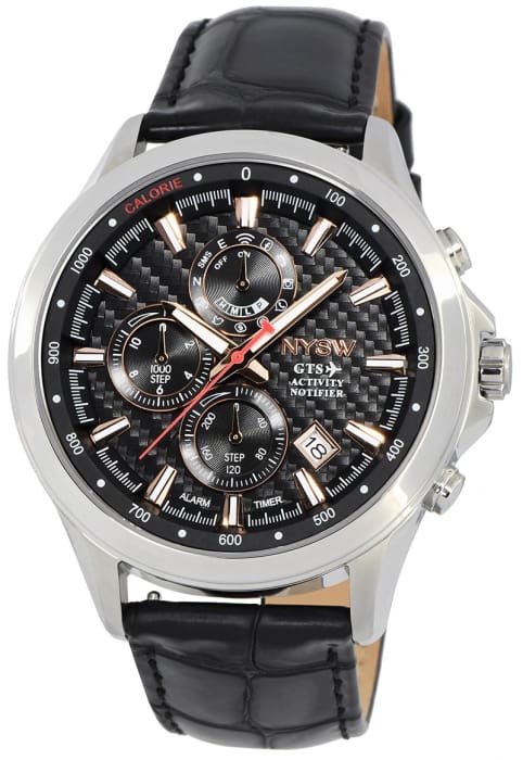 NYSW - World's 1st Hybrid Smartwatch for Men with Perpetual Calendar. This Luxury Fitness Tracker with Direct Steps Reading on Dial Advanced Discreet Haptic Vibration Notification - NYSW