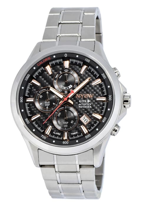 NYSW - World's 1st Hybrid Smartwatch for Men with Perpetual Calendar. This Luxury Fitness Tracker with Direct Steps Reading on Dial Advanced Discreet Haptic Vibration Notification - NYSW