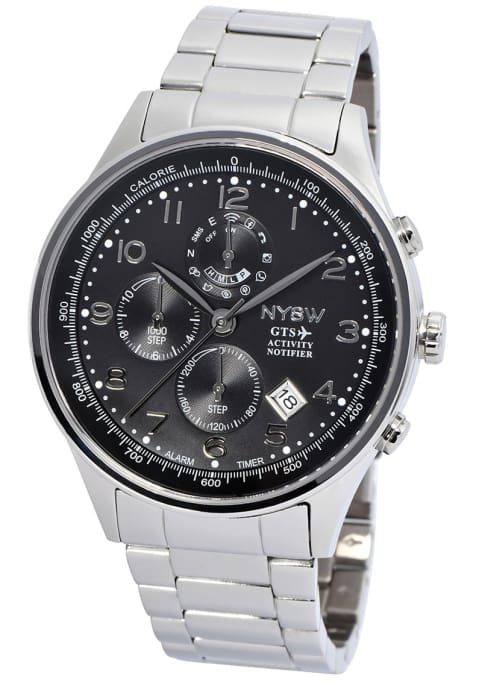 NYSW - World's 1st Hybrid Smartwatch for Men with Perpetual Calendar. This luxury fitness tracker with direct Steps Reading on Dial Advanced discreet Haptic Vibration notification (NY-SH-05) - NYSW