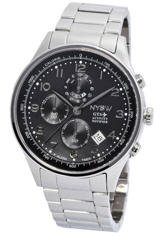 NYSW - World's 1st Hybrid Smartwatch for Men with Perpetual Calendar. This Luxury Fitness Tracker with Direct Steps Reading on Dial Advanced Discreet Haptic Vibration Notification SH-01-W