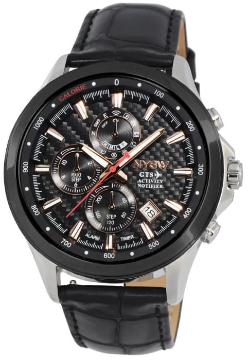 NYSW - World's 1st Hybrid Smartwatch for Men with Perpetual Calendar. This Luxury Fitness Tracker with Direct Steps Reading on Dial Advanced Discreet Haptic Vibration Notification (TC-NY-MH-05) - NYSW