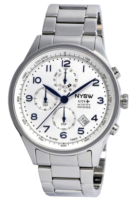 NYSW - World's 1st Hybrid Smartwatch for Men with Perpetual Calendar. This Luxury Fitness Tracker with Direct Steps Reading on Dial Advanced Discreet Haptic Vibration Notification SH-04-W - NYSW